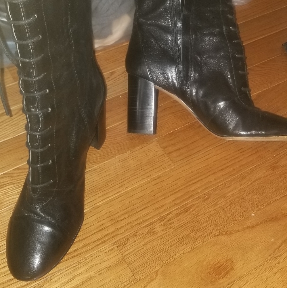 Tall leather heel boots
